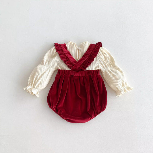 Little Red Riding Velvet Romper