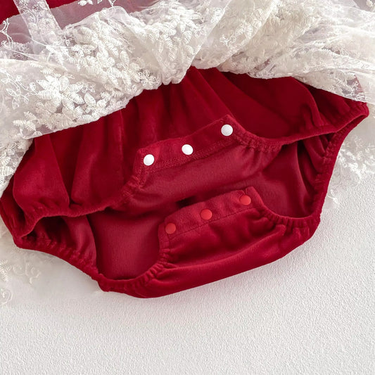 Little Miss Scarlet Lace Romper