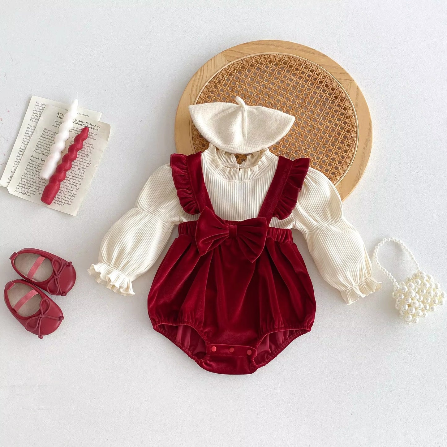 Little Red Riding Velvet Romper