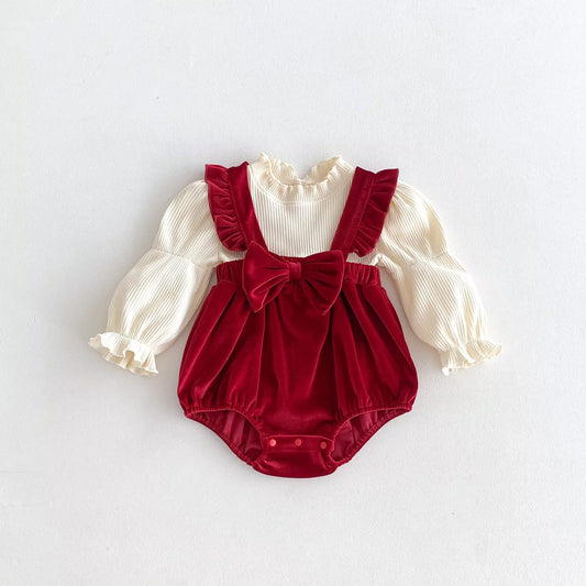 Little Red Riding Velvet Romper