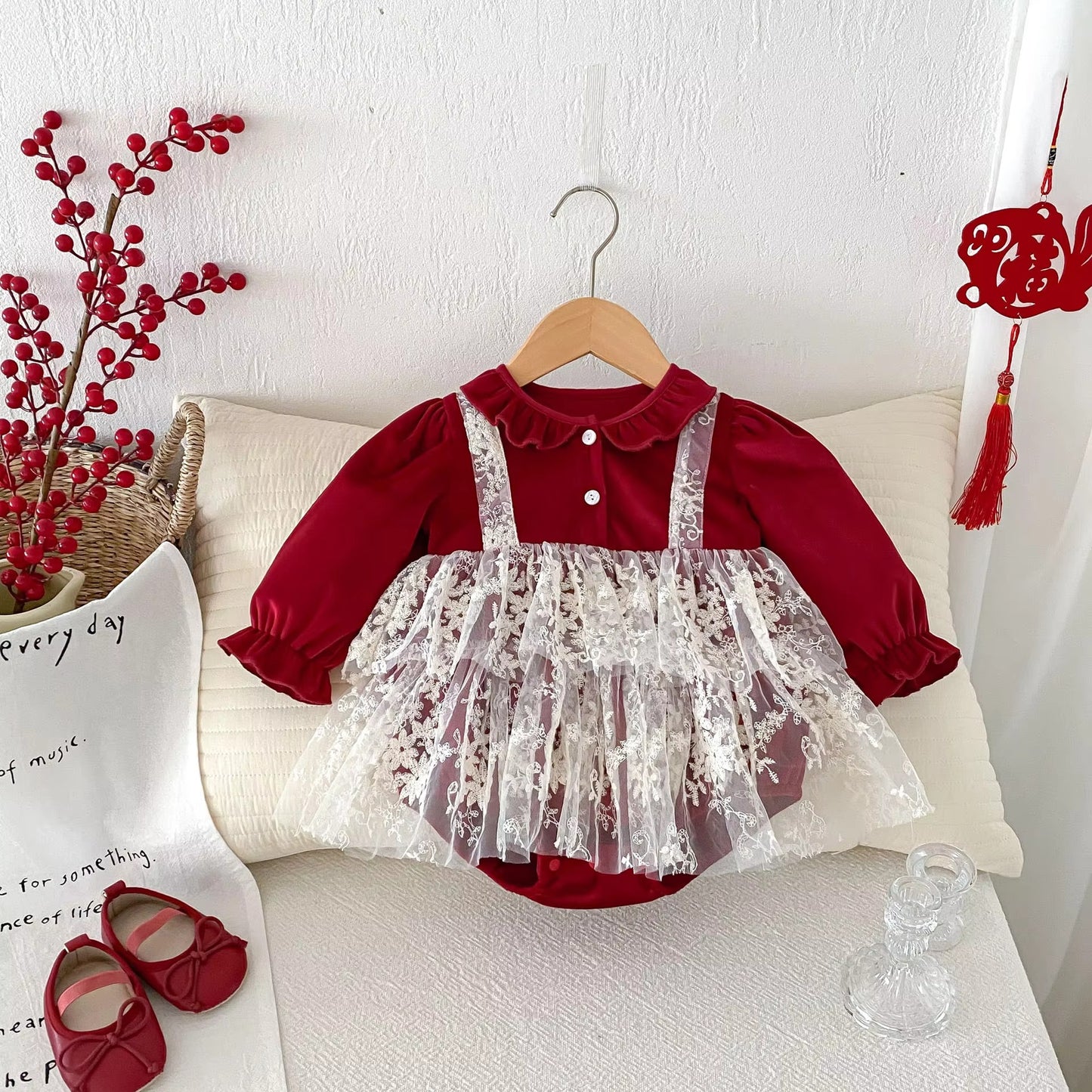 Little Miss Scarlet Lace Romper