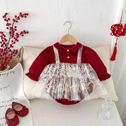 Little Miss Scarlet Lace Romper