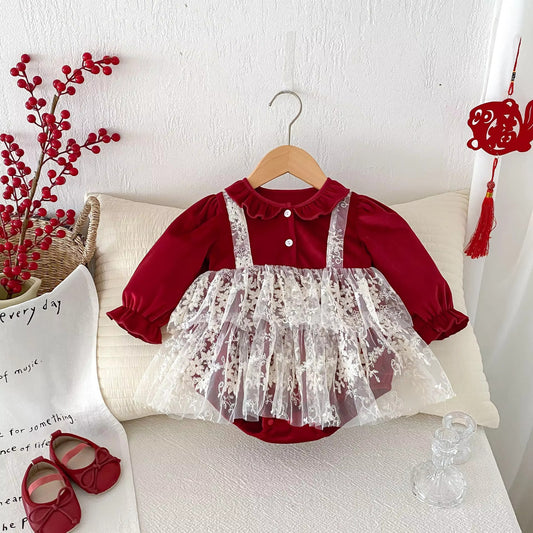 Little Miss Scarlet Lace Romper